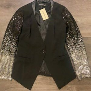 Black Crepe Sequin Jacket Size S